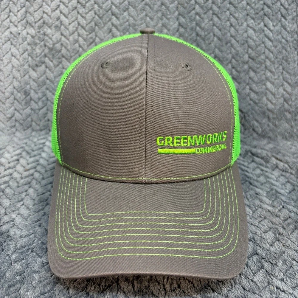 Outdoor Cap Greenworks Commercial Trucker Hat Grey Neon Green Snapback OC771